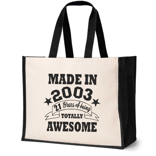 21st Birthday Made In 2003 Tote Bag Age 21 Birthday Ladies Canvas Shopper