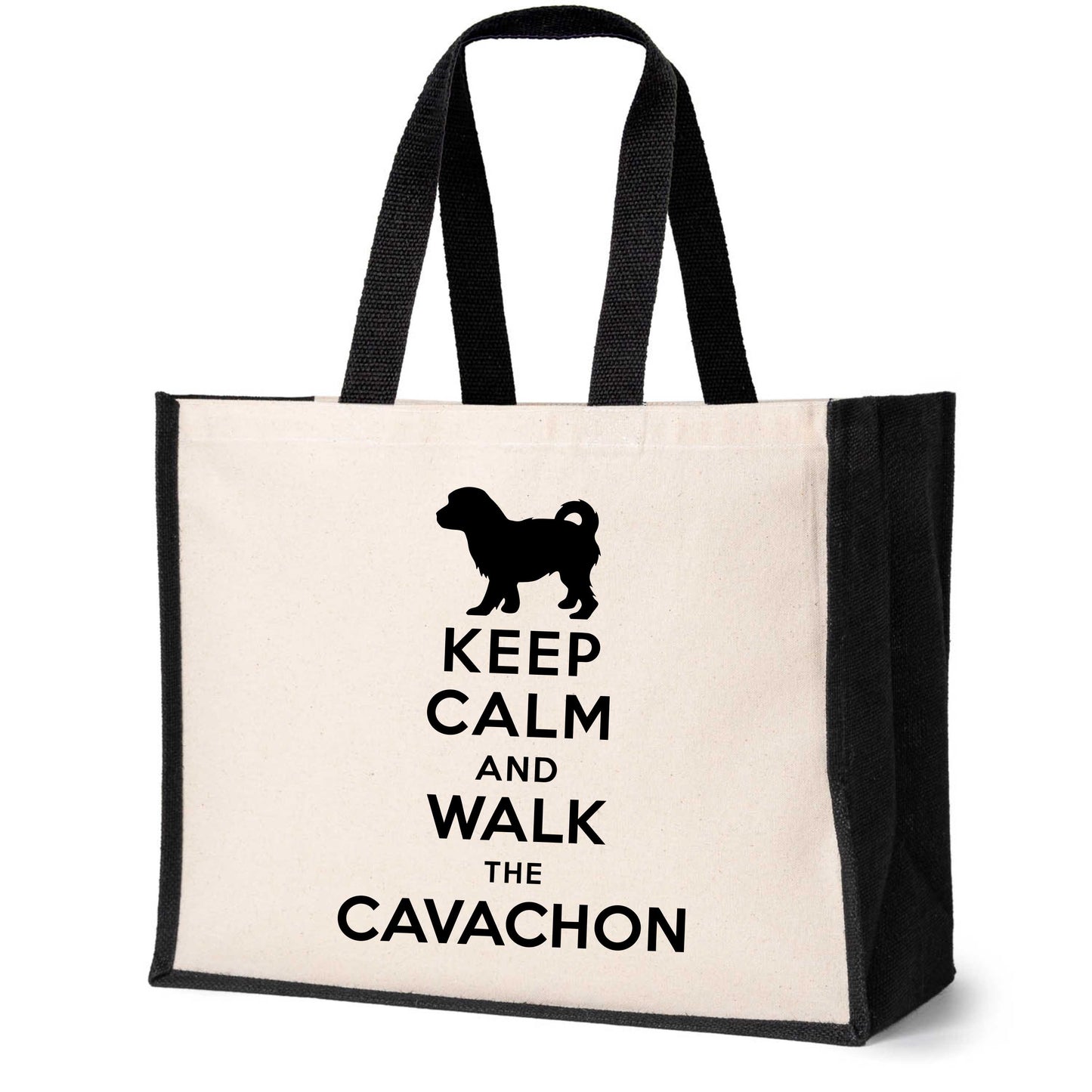 Keep Calm & Walk The Cavachon Tote Bag Dog Lovers Ladies Canvas Shopper