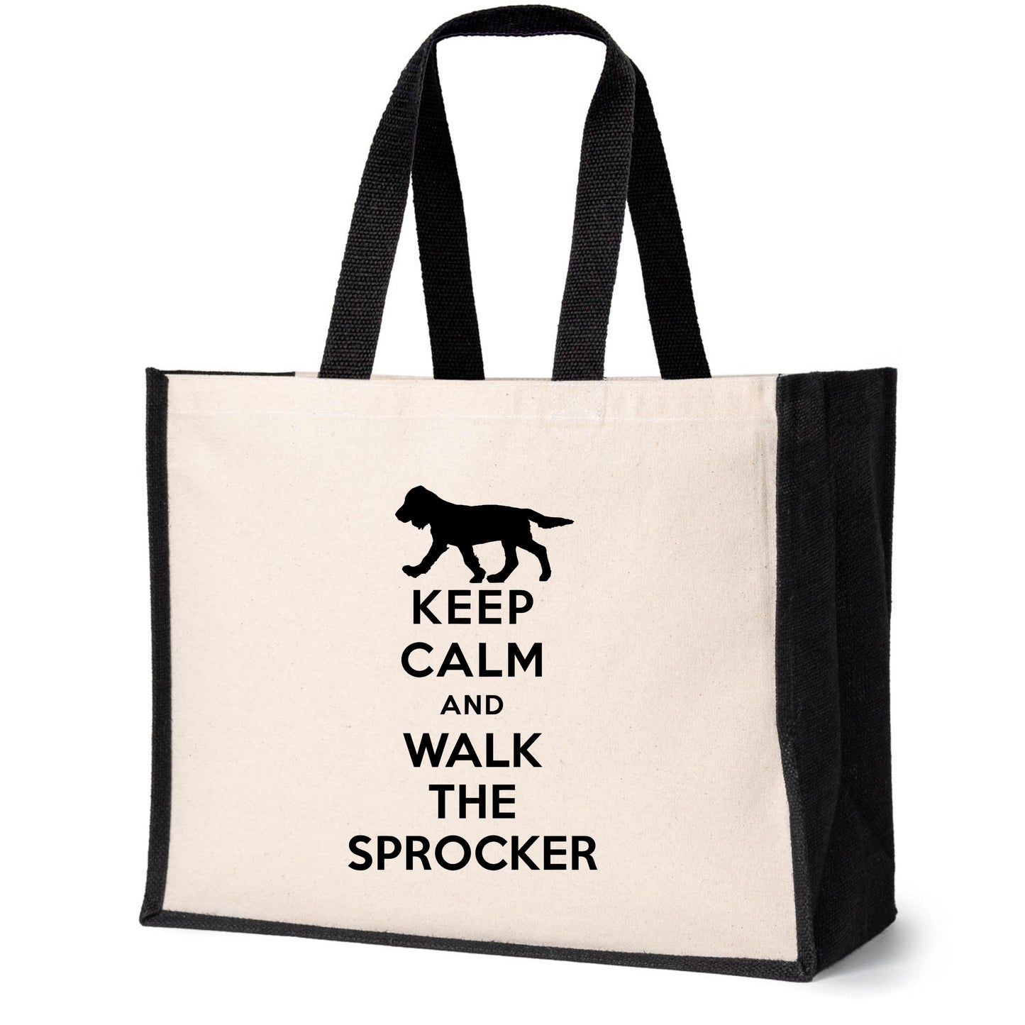 Keep Calm Walk The Sprocker Tote Bag Gift Dog Lovers Ladies Canvas Shopper