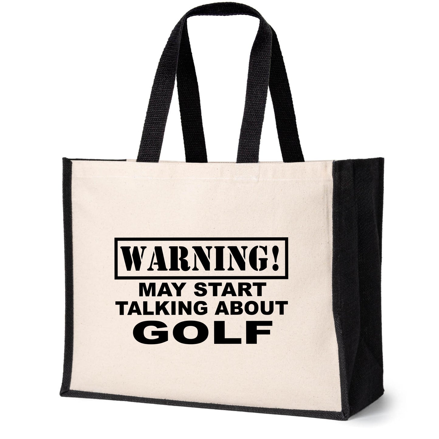 Warning May Talk Golf Tote Bag Gift Golfer's Gift Ladies Canvas Shopper