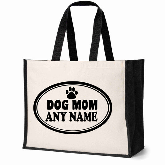 Personalised Dog Mom Tote Bag Any Name Dog Lovers Ladies Canvas Shopper