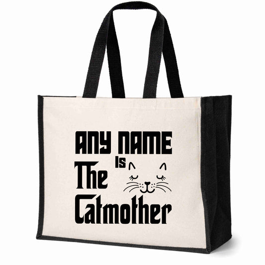 Personalised The Cat Mother Tote Bag Any Name Cat lover Ladies Canvas Shopper