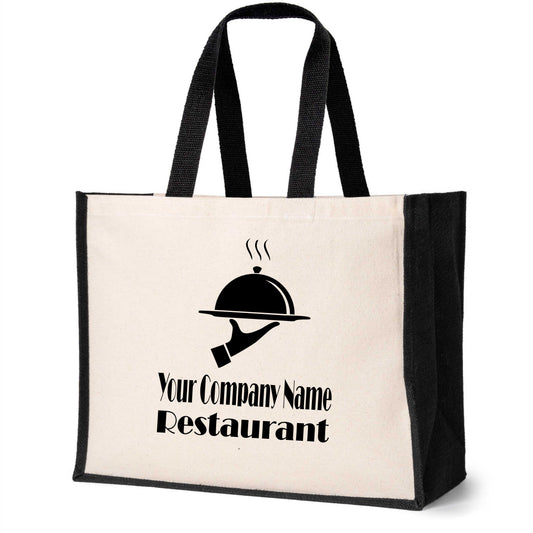 Personalised Restaurant Tote Bag Business Company Name Ladies Canvas Shopper
