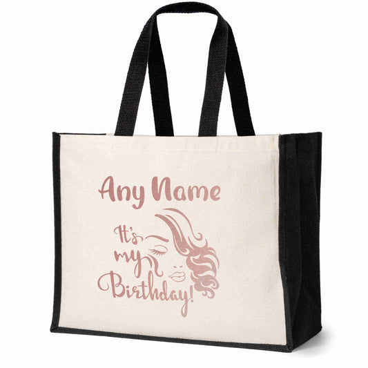 Personalised Its My Birthday Tote Bag Any Name Ladies Canvas Shopper