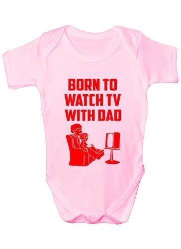 Born To Watch TV With Dad Baby Onesie Vest