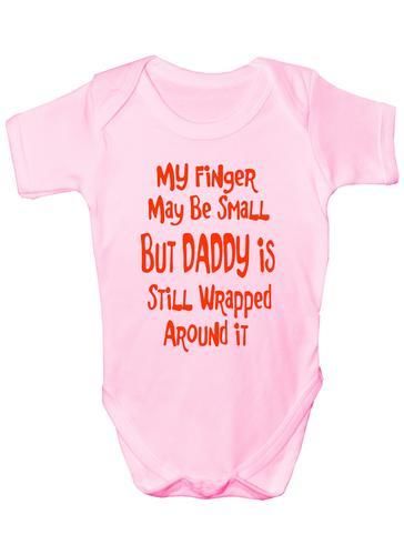 My Finger May Be Small Dad Wrapped Baby Onesie Vest