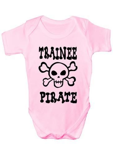 Trainee Pirate Skull and Crossbones Baby Onesie Vest