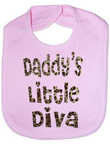 Print4U Unisex Baby's Daddy's Little Diva In Animal Print Bib