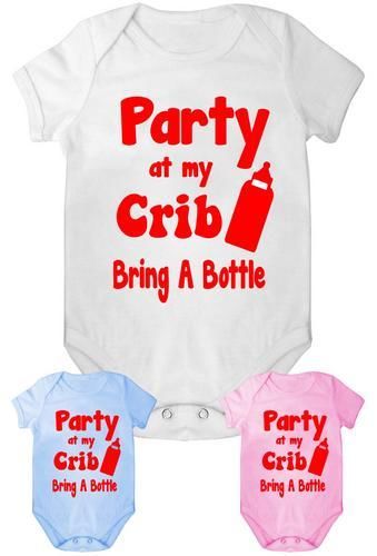 Party At My Crib Funny Baby Onesie Vest Babygrow