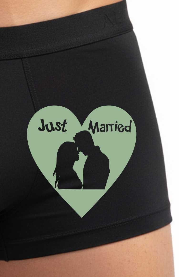 Just Married Boxer Short Mens Black Fun Dog Lovers Gift For Men
