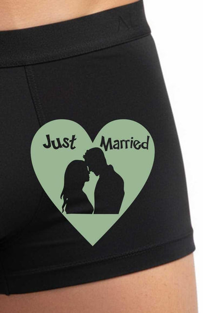 Just Married Boxer Short Mens Black Fun Dog Lovers Gift For Men