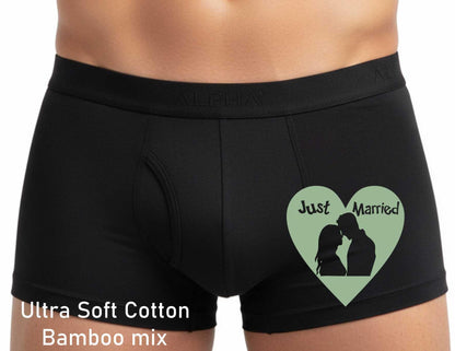 Just Married Boxer Short Mens Black Fun Dog Lovers Gift For Men