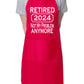 I Retired in 2024 Retirement Gift BBQ Baking Cooking BBQ Apron