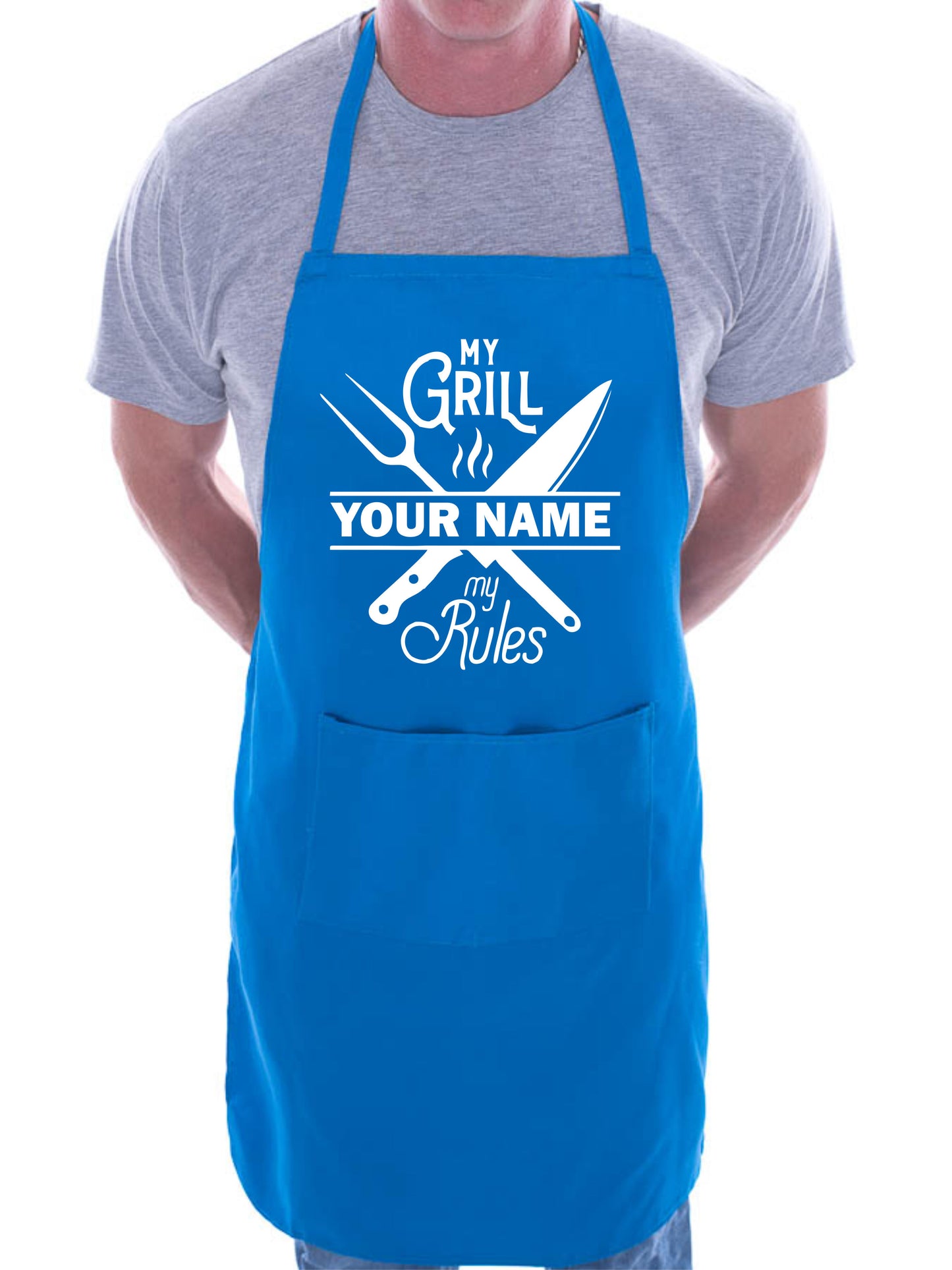 Personalised Apron My Grill My Rules Any Name Father's Day Birthday Funny Gift