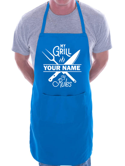 Personalised Apron My Grill My Rules Any Name Father's Day Birthday Funny Gift
