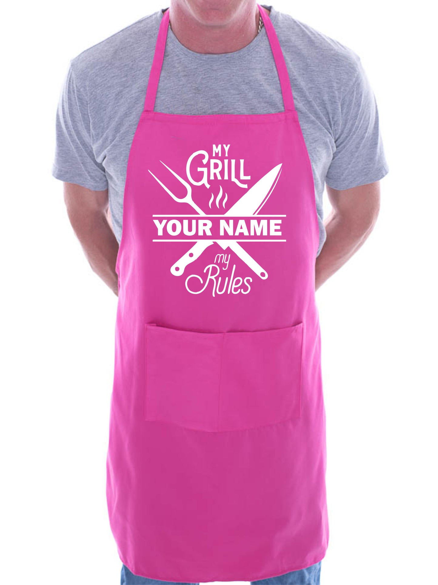 Personalised Apron My Grill My Rules Any Name Father's Day Birthday Funny Gift
