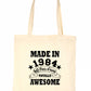 Made In 1984 Tote Bag 40th Birthday Shopping Tote Reusable Bag For Life