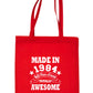 Made In 1984 Tote Bag 40th Birthday Shopping Tote Reusable Bag For Life