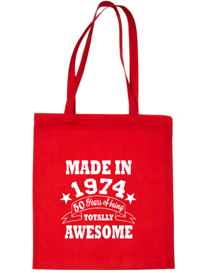 Made in 1974 Tote Bag 50th Birthday Shopping Tote Reusable Bag For Life