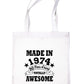 Made in 1974 Tote Bag 50th Birthday Shopping Tote Reusable Bag For Life