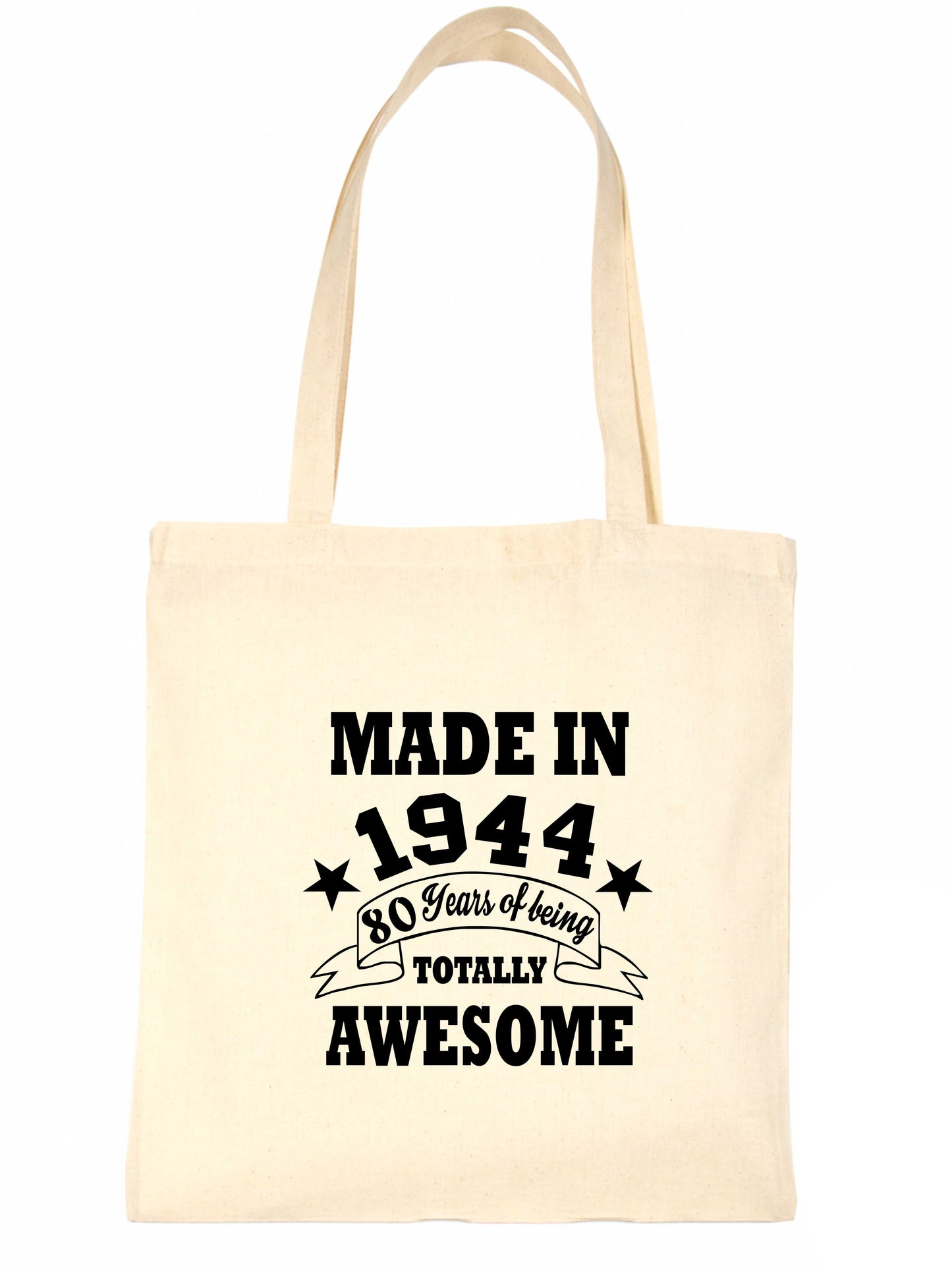 Made In 1944 Tote Bag  80th Birthday Shopping Tote Reusable Bag For Life