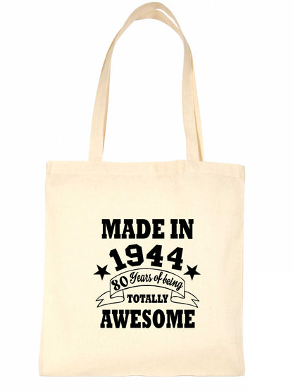 Made In 1944 Tote Bag  80th Birthday Shopping Tote Reusable Bag For Life