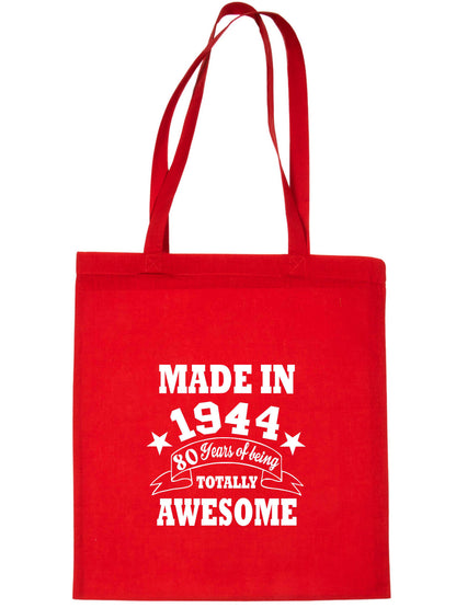 Made In 1944 Tote Bag  80th Birthday Shopping Tote Reusable Bag For Life