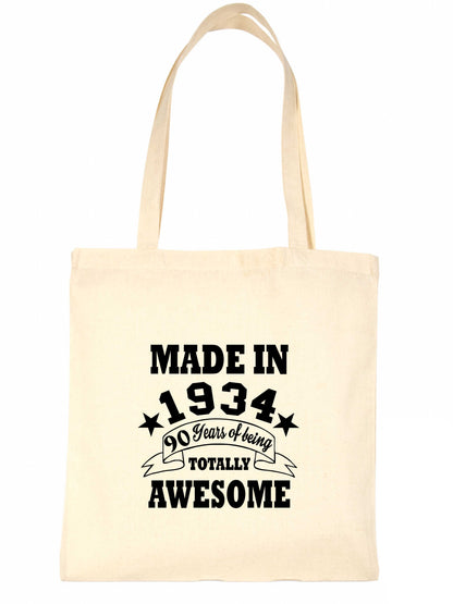 Made In 1934 Tote Bag 90th Birthday Shopping Tote Reusable Bag For Life