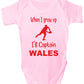 When Grow Up Captain Wales Funny Babygrow Welsh Rugby Bodysuit Baby Gift