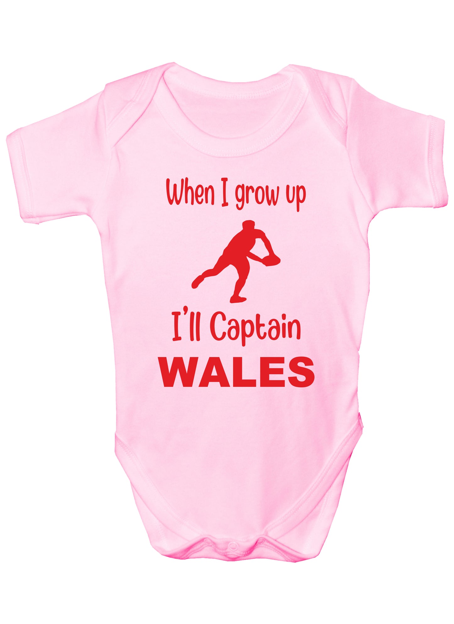 When Grow Up Captain Wales Funny Babygrow Welsh Rugby Bodysuit Baby Gift