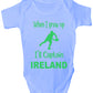 When Grow Up Captain Ireland Funny Babygrow Irish Rugby Bodysuit Baby Gift