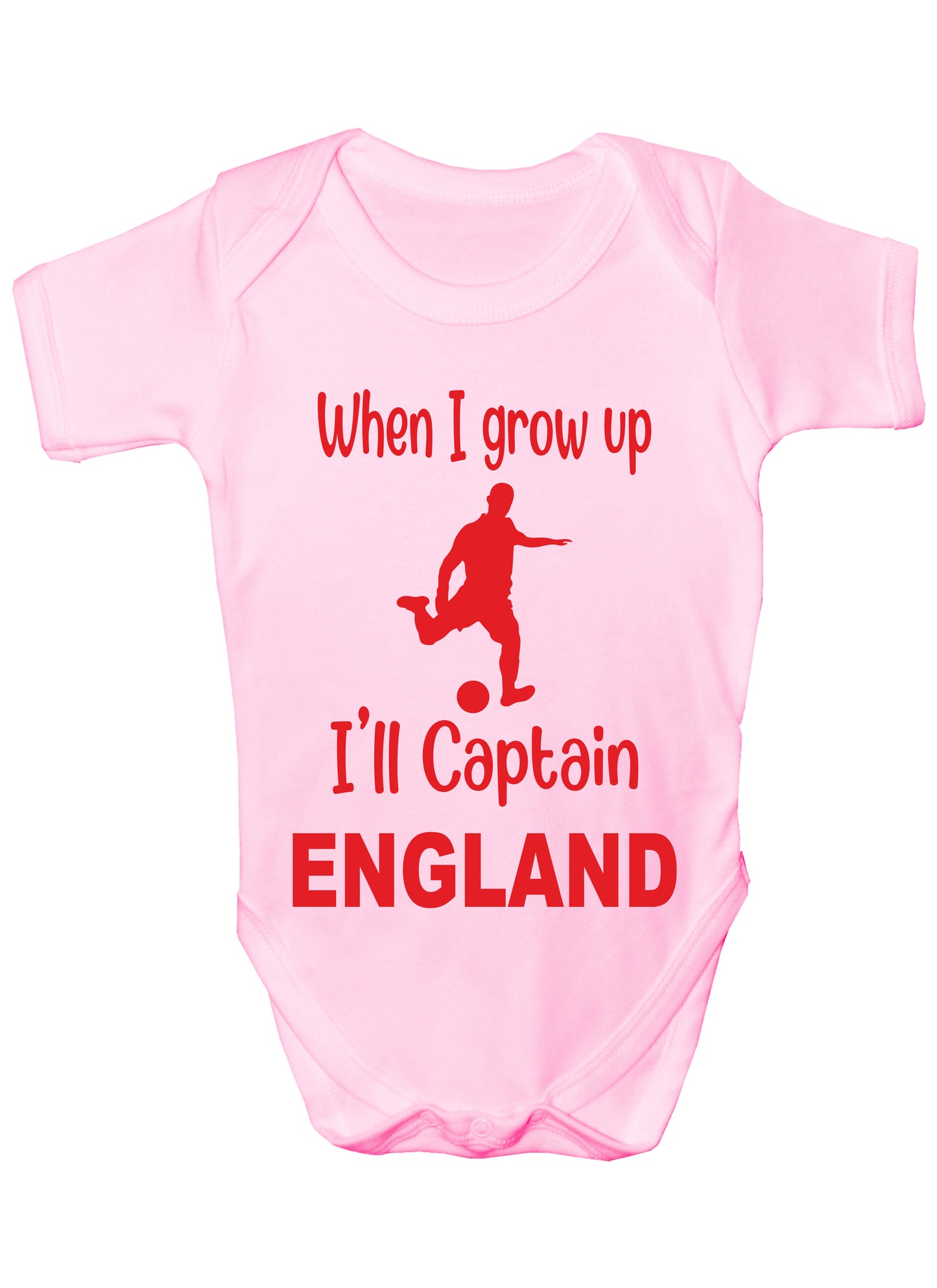 When Grow Up Captain England Funny Babygrow English Football Bodysuit Baby Gift