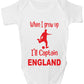 When Grow Up Captain England Funny Babygrow English Football Bodysuit Baby Gift