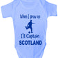 When Grow Up Captain Scotland Funny Babygrow Scottish Football Baby Gift