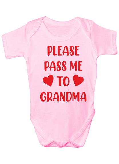 Pass Me To Grandma Funny Babygrow Nan Gran Nanny Bodysuit Baby Gift