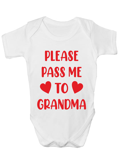 Pass Me To Grandma Funny Babygrow Nan Gran Nanny Bodysuit Baby Gift