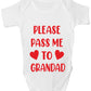 Pass Me To Grandad Funny Babygrow Pops Nanny Bodysuit Baby Gift