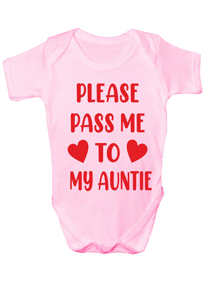 Pass Me To Auntie Funny Babygrow Aunty Aunt Bodysuit Baby Gift