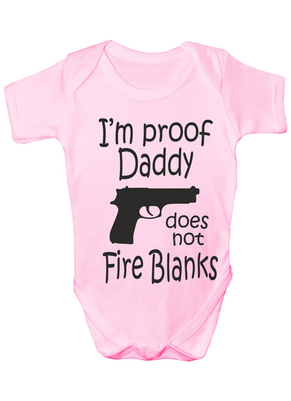 Daddy Doesn't Fire Blanks Funny Babygrow Bodysuit Baby Gift