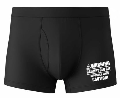 Warning Grumpy Old Git Cotton Supersoft Bamboo Boxer Shorts Funny Gift