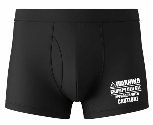 Warning Grumpy Old Git Cotton Supersoft Bamboo Boxer Shorts Funny Gift