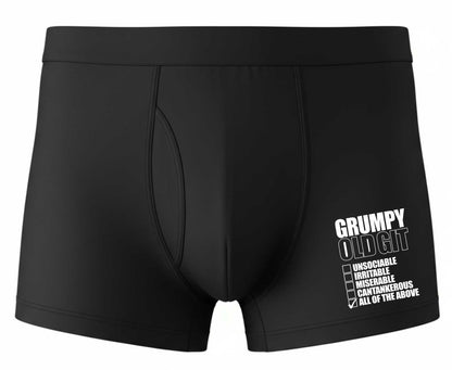 Grumpy Old Git Bamboo Cotton Boxer Shorts Birthday Novelty Gift For Him