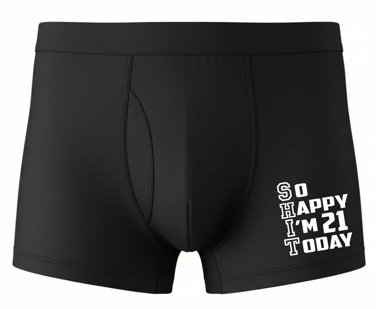 21st Birthday So Happy I'm 21 Today Bamboo Boxer Shorts Funny Gift