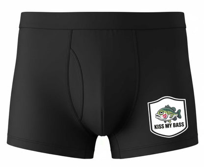 Funny Fisherman Angler Gift Kiss My Bass Bamboo Boxer Shorts