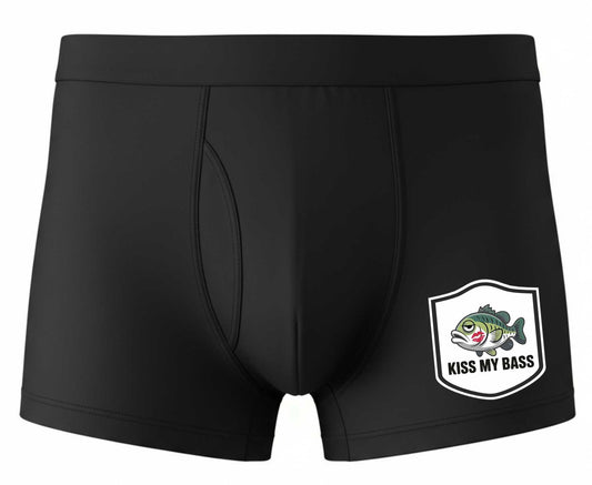 Funny Fisherman Angler Gift Kiss My Bass Bamboo Boxer Shorts