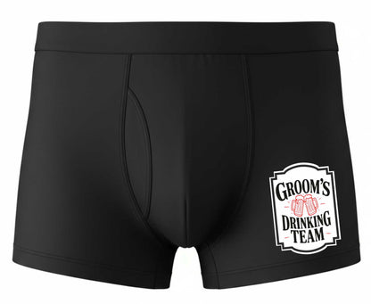 Groom's Drinking Team Bamboo Boxer Shorts Funny Stag Night Gift
