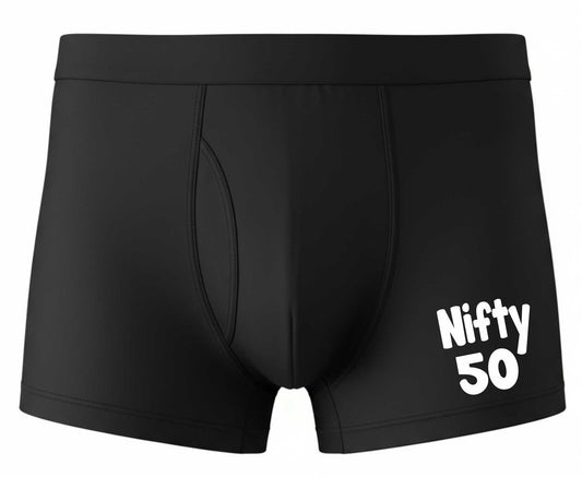 Funny 50th Birthday  Gift For Him Bamboo Boxer Shorts Nifty 40