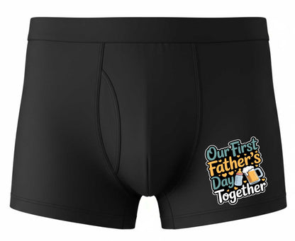 Our First Father's Day Bamboo Cotton Boxer Shorts New Dad Gift Him