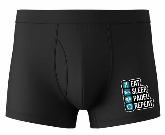 Father's Day Eat Sleep Padel Birthday Gift Black Boxer Shorts Mens