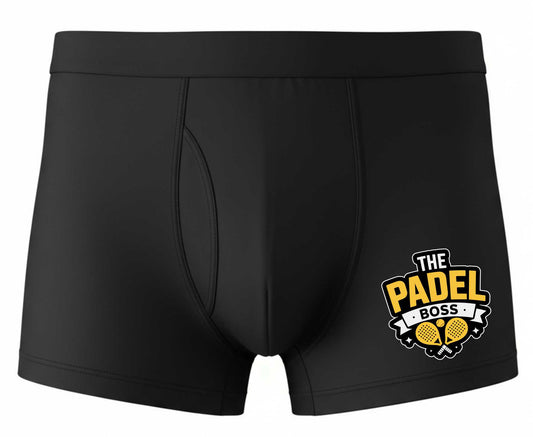 Padel Boss Black Men's Bamboo Boxer Shorts Father's Day Birthday Gift